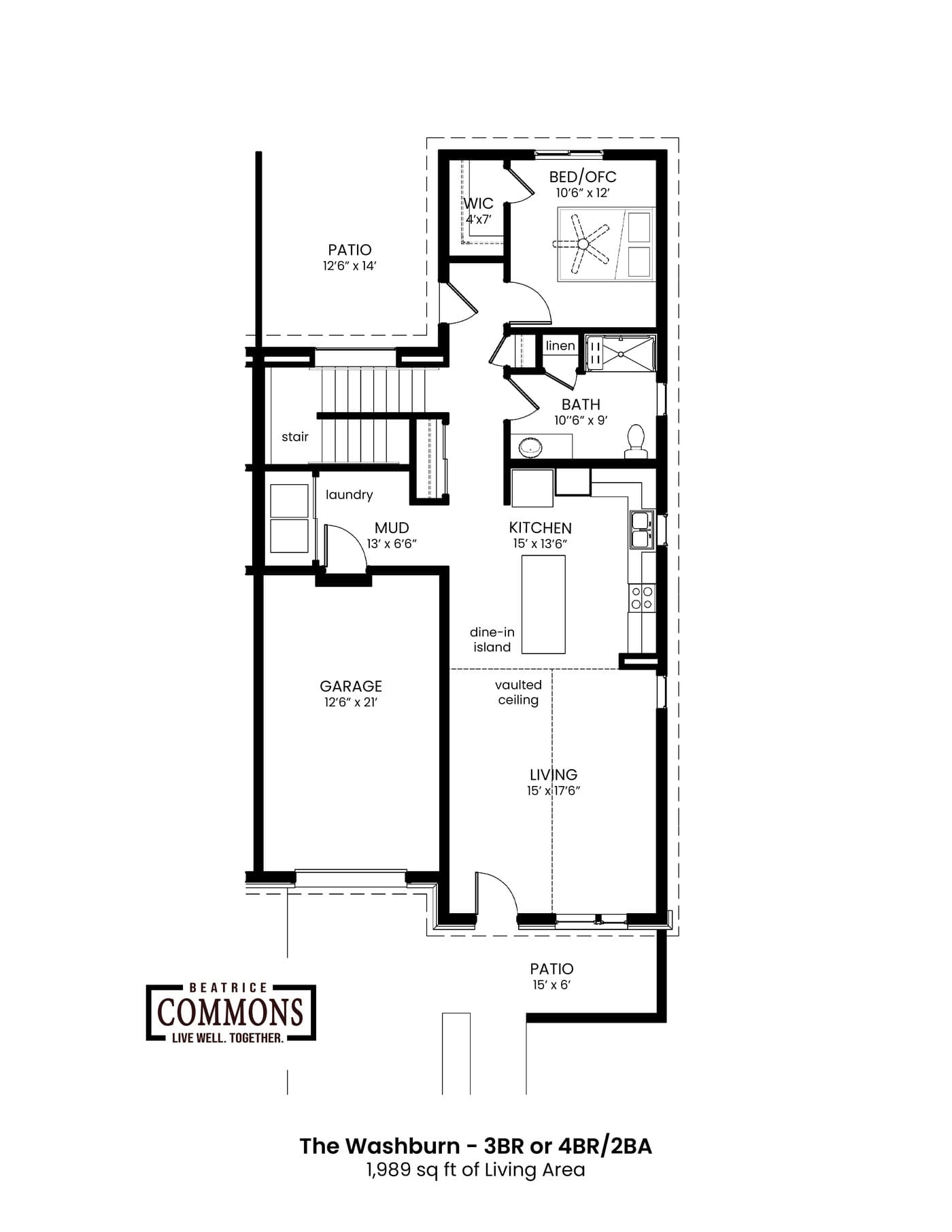 The Washburn main level floor plan